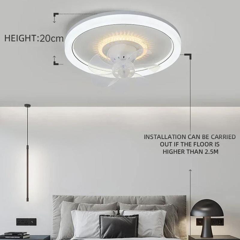 LED Modern Ceiling Fan Light, 360 ° Rotation , with Light, Remote Unlimited Adjustment, Bedroom Decorative Lighting