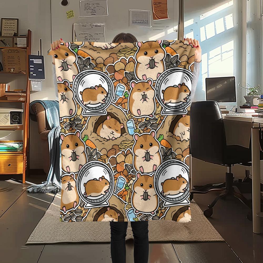 

Cute animal hamster zebra Print Flannel Blanket High quality Comfortable for All Seasons Home Decor Warmth and Comfort Perfect for Christmas Gifts 80cm x 120cm