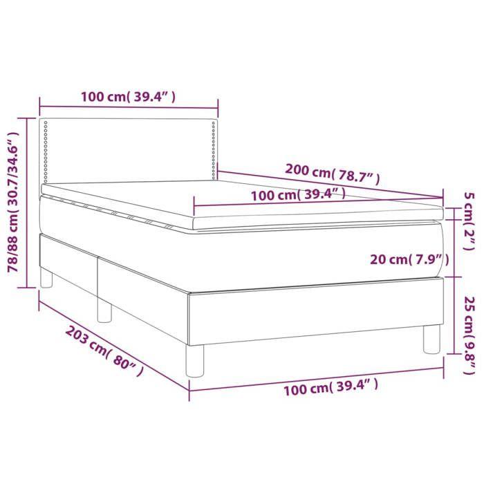 VidaXL Sommier à Lattes de Lit avec Matelas et LED, Lit Rembourré, Lit Simple, Lit Adulte de Chambre à Coucher Intérieur, 3134332