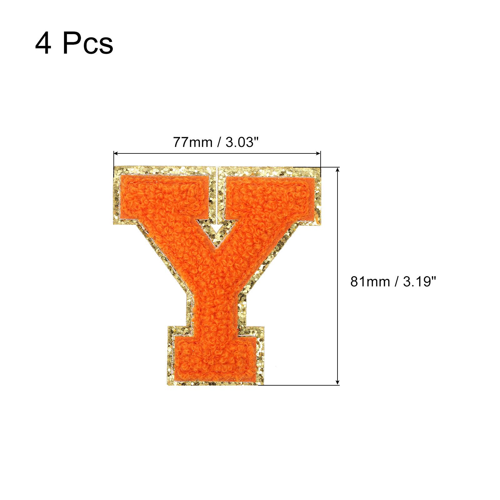 

4pcs Chenille Letter Patches Iron on Letter Patches Embroidery Patch Iron on Sew on Jacket Embroidered Letter Patches Orange