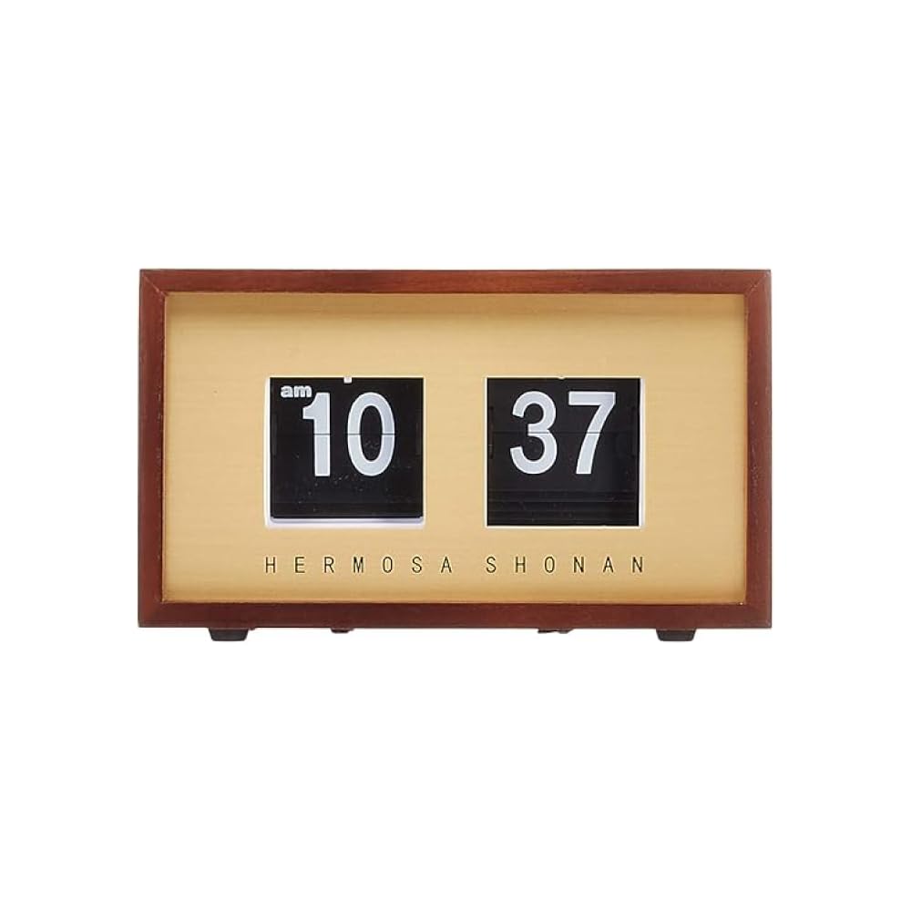 

HERMOSA Pivot Clock Walnut Table Clock Battery Operated Vintage Classic Retro Perfect for Study Rooms RP-002WAL - - -