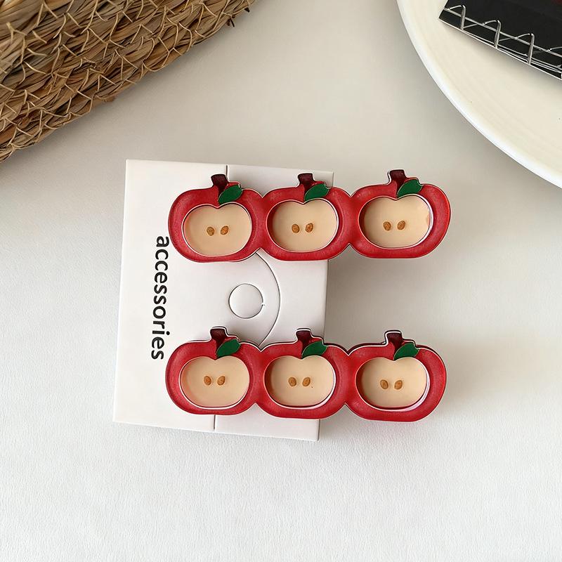 Red Apple Beaded Hair Clip: Sweet, Cute, Girlish Duckbill Clip for Versatile Styling