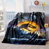 Dinosaur Moonlit Adventure Blanket Flannel Blanket for bed, sofa, Camping, Hiking, Picnic Essentials, gift for family Fan gifts
