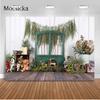 Mocsicka Rustic Door Photography Backdrop Wood Floor Spring Flower Photo Background Kid Newborn Baby Shower Photoshoot Wallpaper