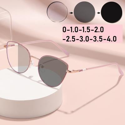Módní dámské fotochromatické brýle na krátkozrakost Unisex Trendy Luxusní Kočičí oči Brýle Muži Dámy Stylové Anti-UV Brýle na krátkozrakost