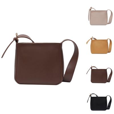 Women's Solid Color Versatile Multi-layer Zipper Imitation Leather Shoulder Bag Underarm Bag Messenger Bag