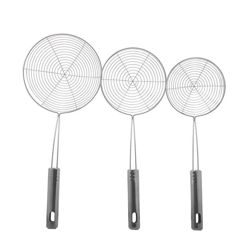 3pcs Practical Frying Filter Long Stainless Steel Colander French Fries Kitchen Fried Net Sieve Tool Spoon Leaky