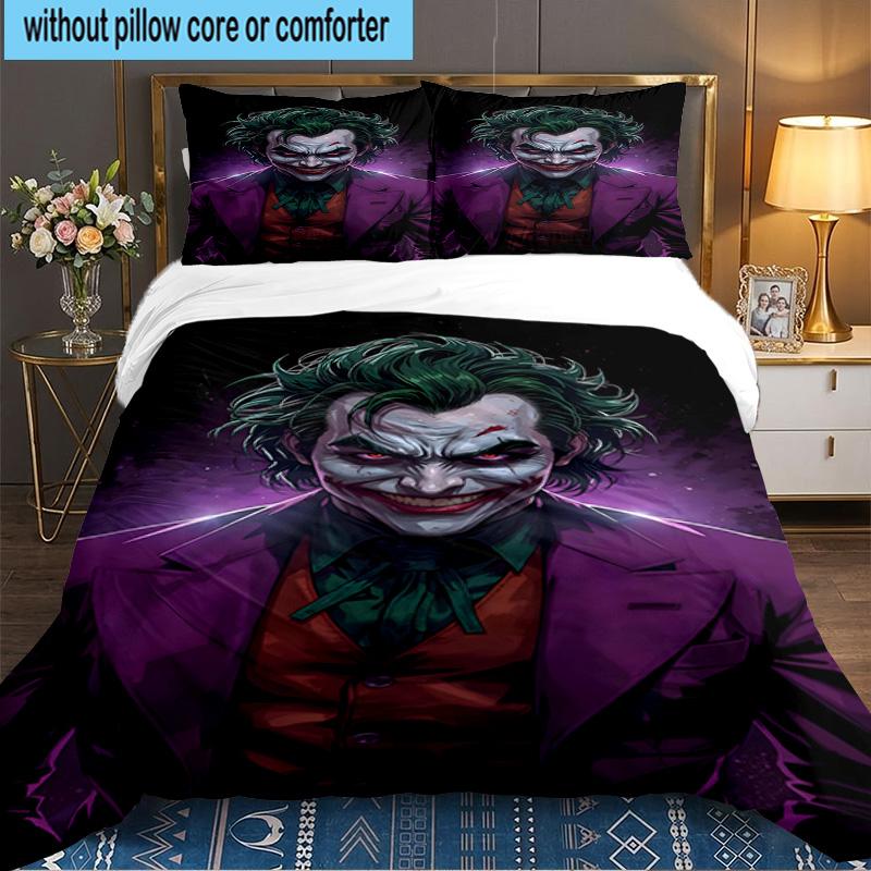 Clown villain 3pcs Bedding Set,Including 1pc Duvet Cover And 2pcs Pillowcases Perfect Gift for Christmas,Ideal for Bedroom, Dormitory
