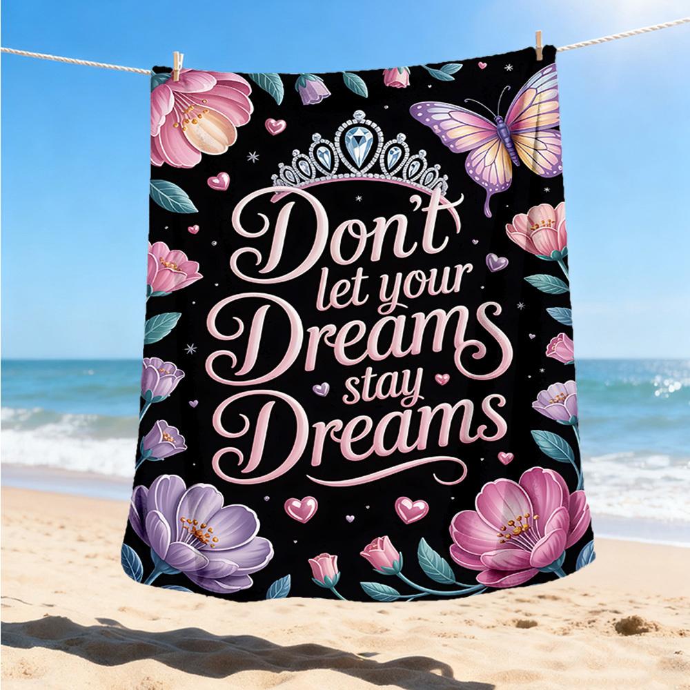 

1pc Inspirational quotes Tiara Outdoor Flannel Blanket Soft All Season Polyester Throw , Perfect for Picnics & Travel , Picnic Accessory 80x120cm