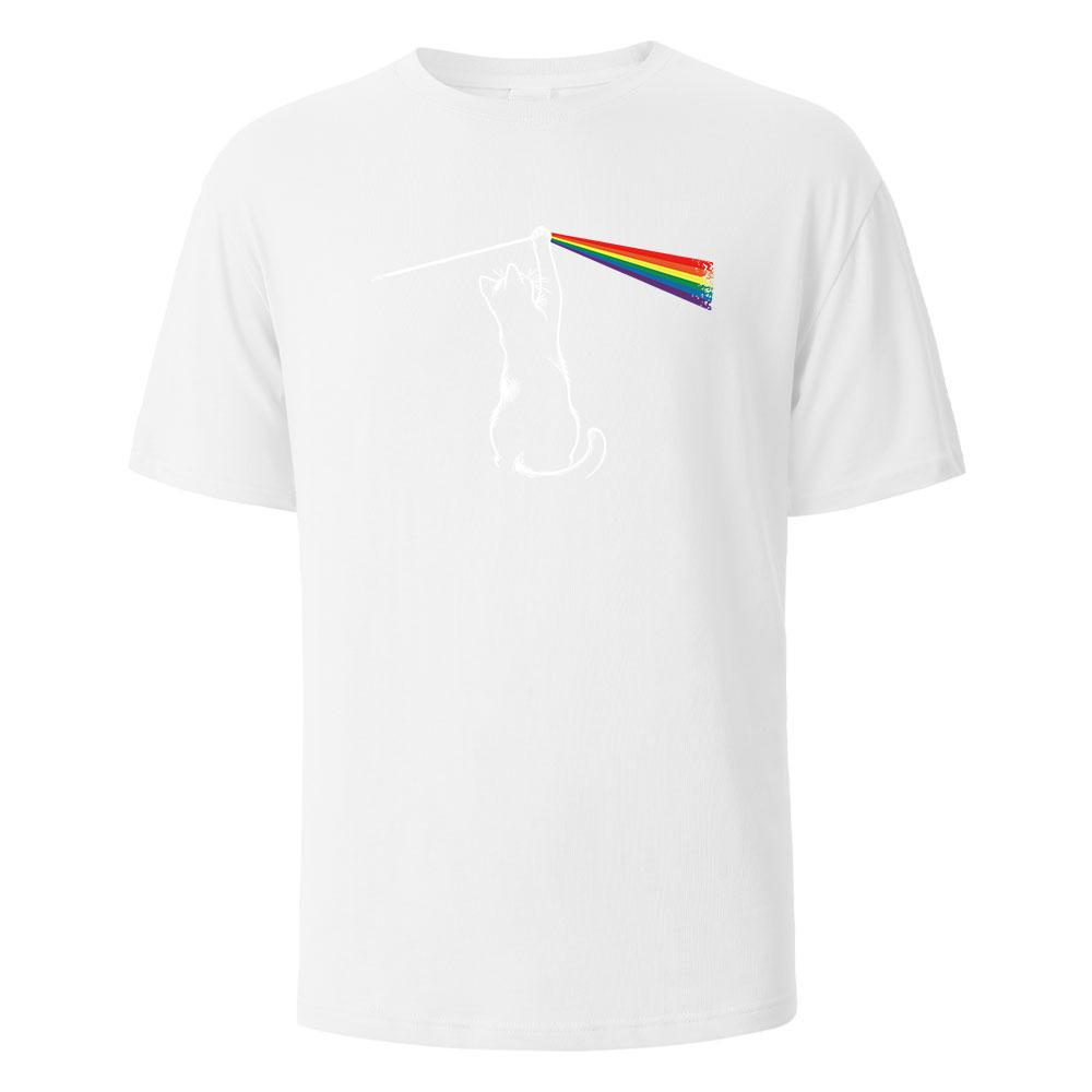 25 New Cat Light Simplicity Printed Men's Crew Neck T-Shirt Summer Cotton Breathable Comfort Top Large Size Street Short Sleeves