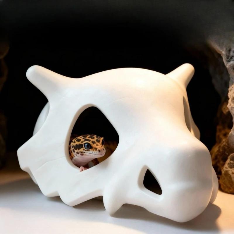 Fish Tank Oranament Aquarium Decor 3D Printed Anime Style Skull Reptile Hideouts for Terrarium Habitat 100% Safe Home Decoration