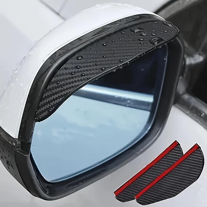 2PCS Smoke Visor Guards for Car Side Mirrors - Waterproof Carbon Fiber Auto Rain Eyebrows for Cars, Trucks and SUVs - Universal Fit (Black)
