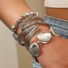 Hot-selling multi-layer line winding geometric opening bracelet set punk wave beaded bracelet