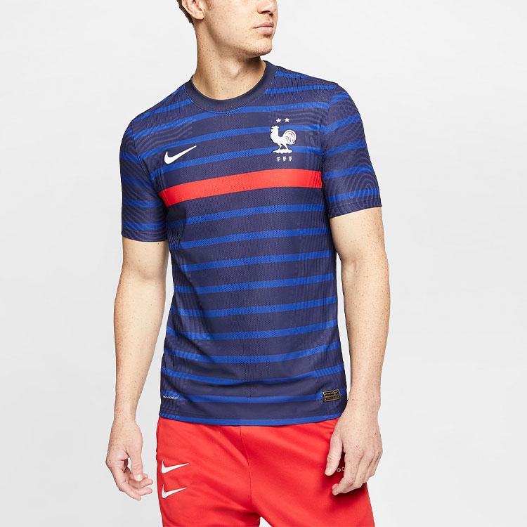 Nike 2020 France National Team Home Player Edition Striped Soccer Jersey Men Tops Black Blue CD0586-498