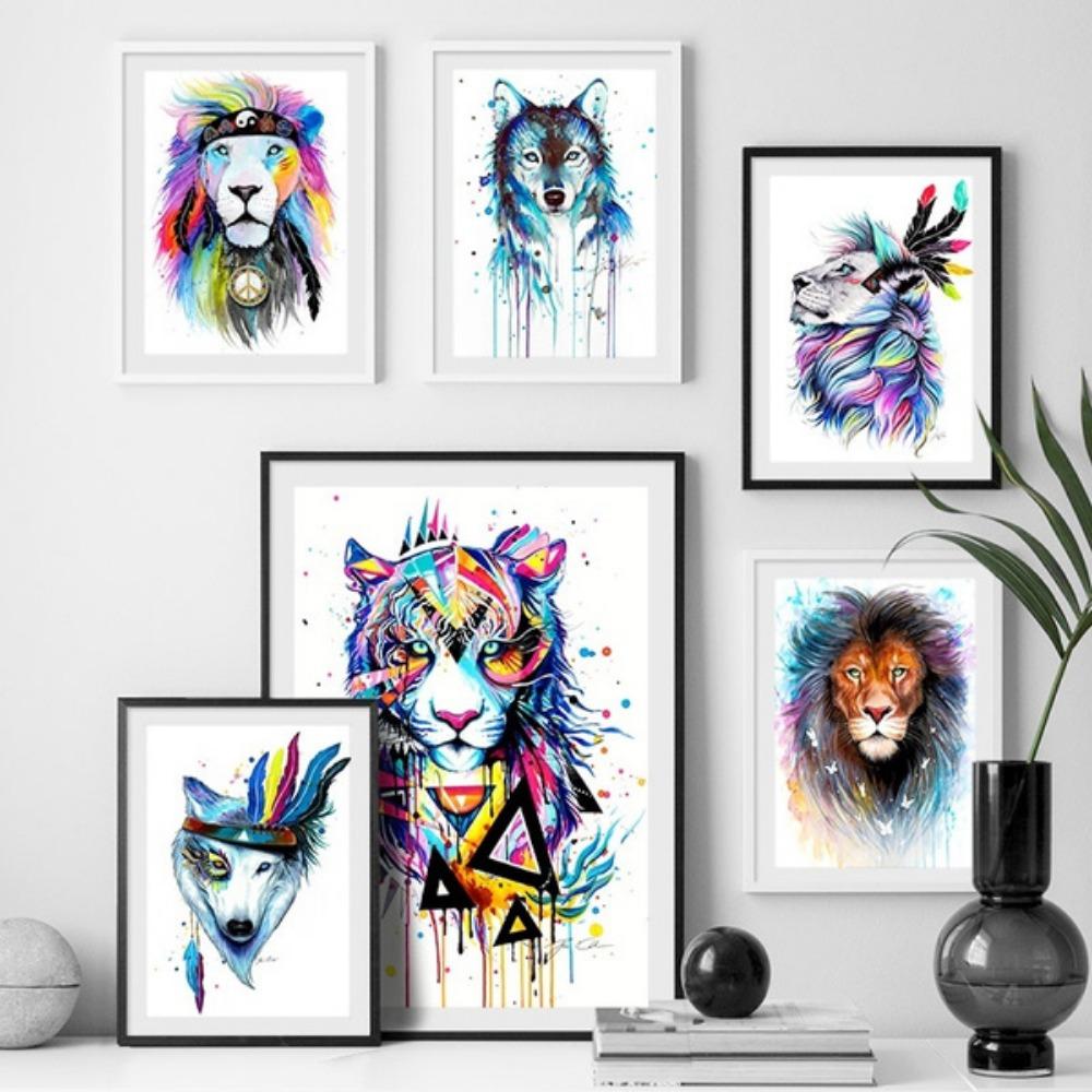 Artă de perete cu animale abstracte nordice Pictură pe pânză poster de artă imagini de perete imprimate pentru decorarea sufrageriei acasă