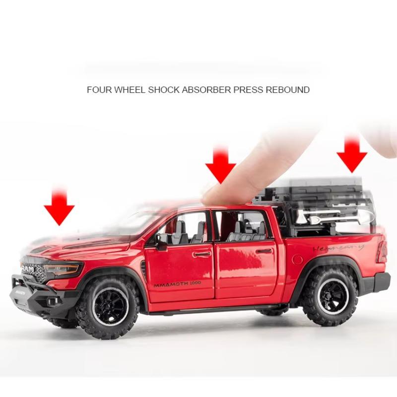 1/32 Scale DODGE Mammoth 1000 TRX Alloy Pickup Car Model Diecast Metal Off-road Vehicle Model Sound and Light Simulation Kids Toy Gift