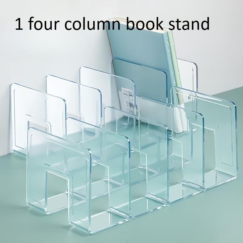 

4-column Transparent Desktop Bookshelf Organizer - Multifunctional Fixed Storage for Books, Magazines, School Office Supplies