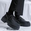 Black Small Leather Shoes Men's Paris Big Head Platform Trendy Shoes Spring British Versatile Derby Shoes 30622-R