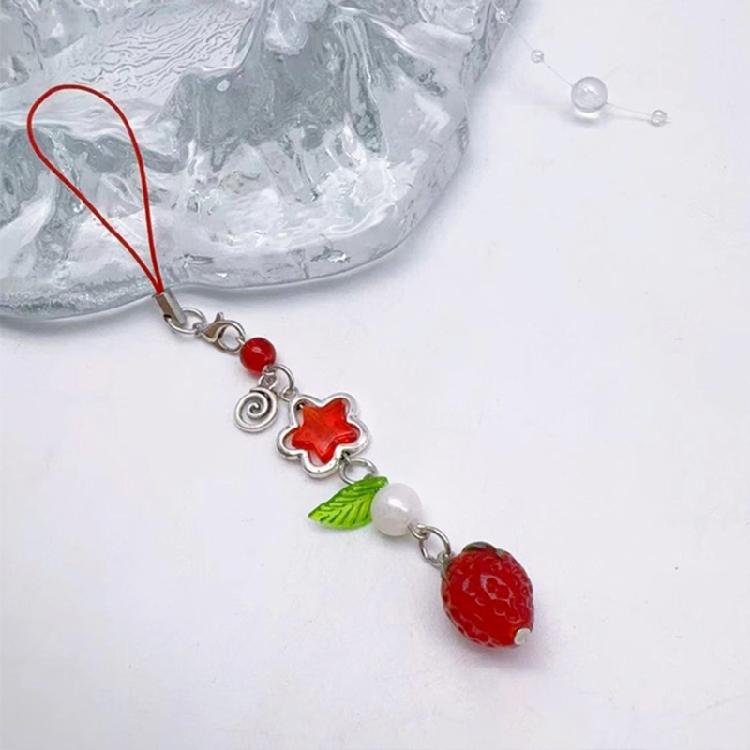 Unique Bag Charm Cute Strawberry Phone Pendant Stylish Keyring Pendant for Key