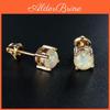 Round 6mm Gold Goldsilverrose Color Cut Whitebluegreen Fire Stone Screwback Earrings Stud Earrings