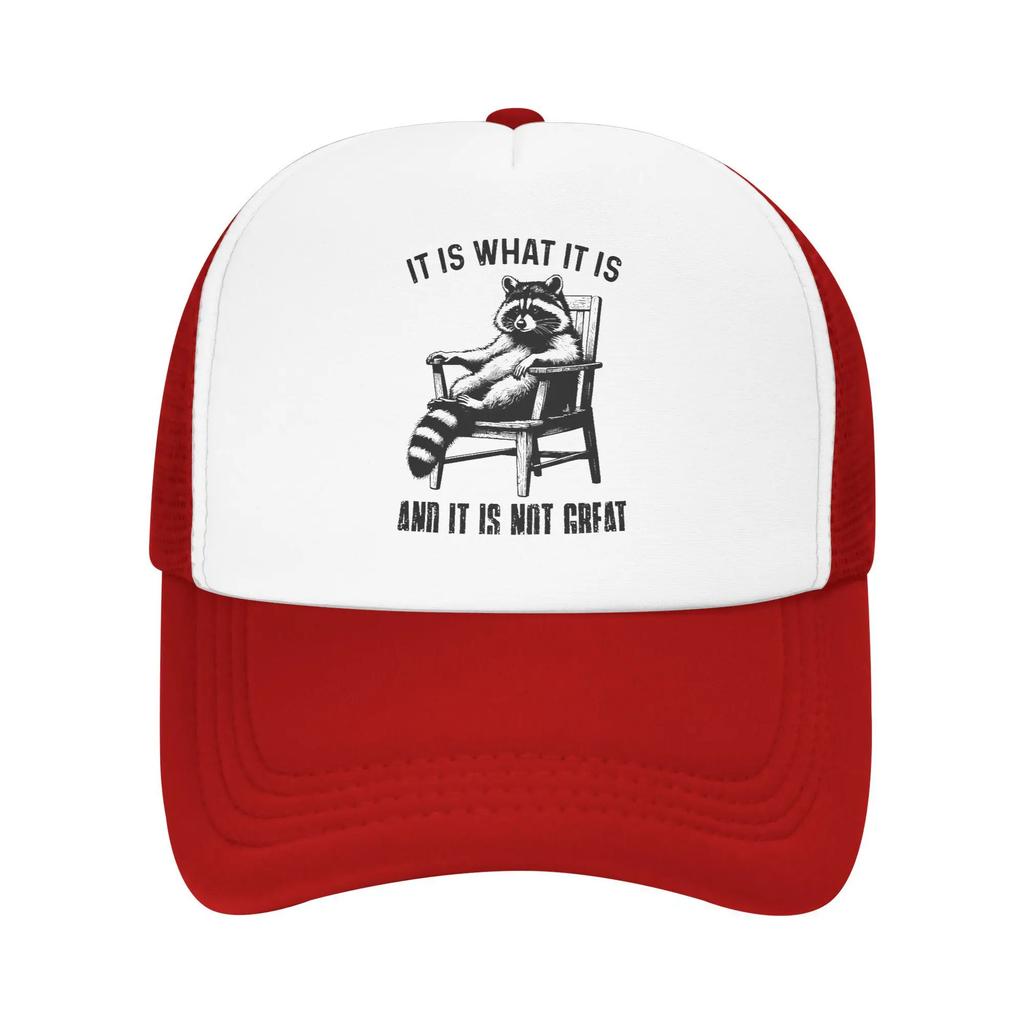 Raccoon quote Mesh Caps Merch for Women Men Adjustable Baseball Cap Mesh-Back Breathable Cooling Hats
