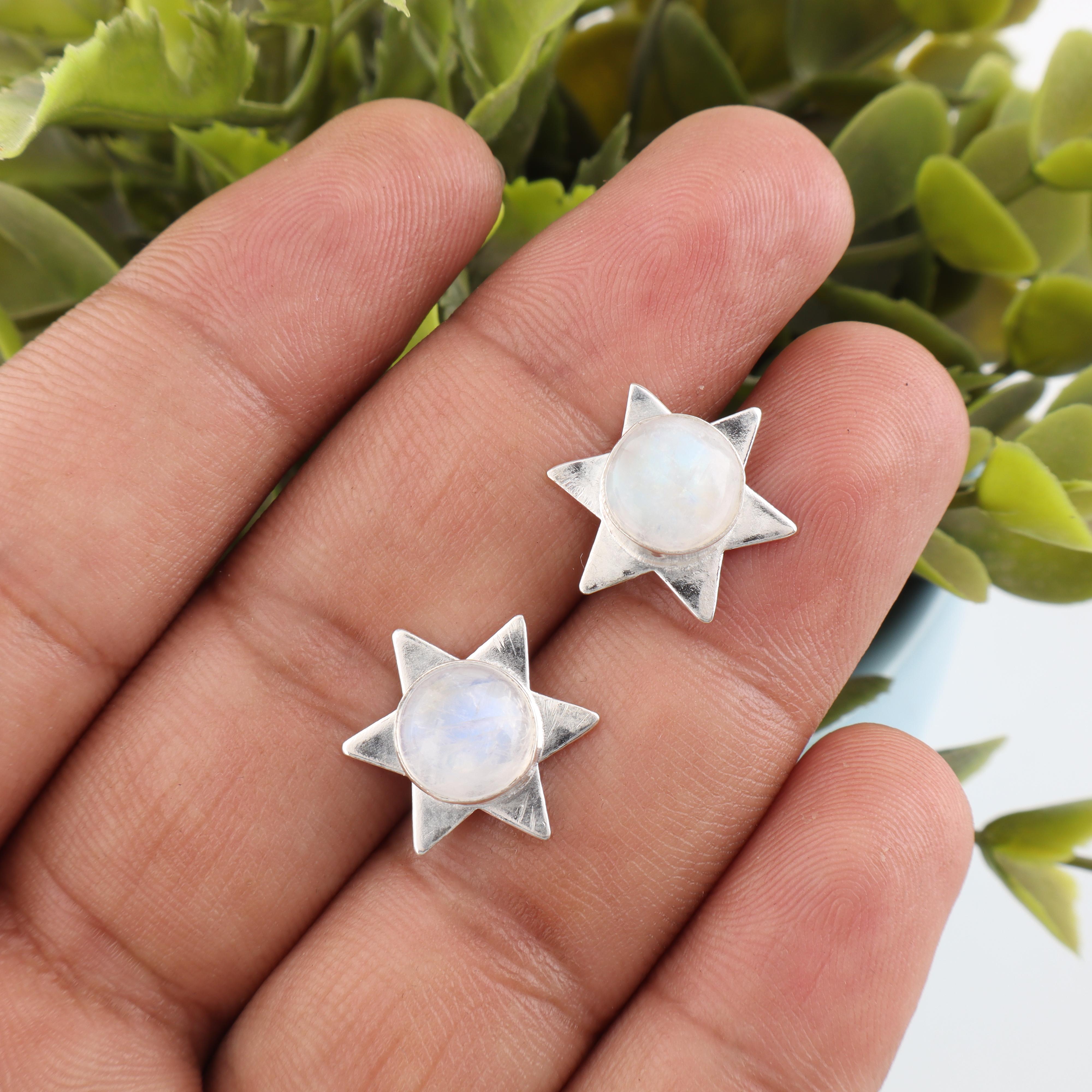 

Серьги из радужного лунного камня, ювелирные изделия с драгоценными камнями, серьги из стерлингового серебра 925 пробы, подарок для женщин, серьги ручной работы 0.44 Inches белый