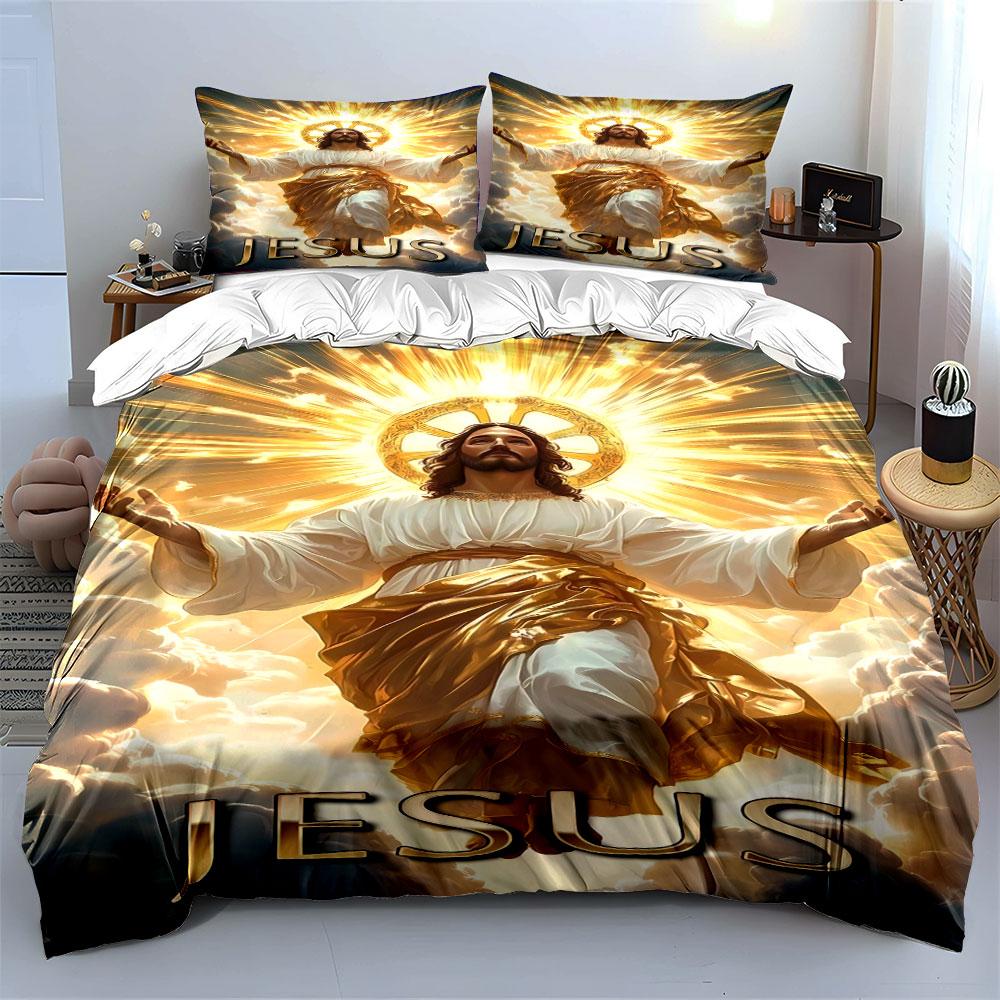Radiant Jesus with Halo. Bedding Sets Duvet Cover Sets Duvet Covers Pillowcases(1*Duvet Cover 2*Pillowcases Without Duvet Insert)