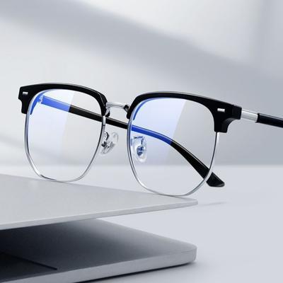 Fashion Square Myopia Glasses Anti-blue Light Glasses Men Rectangle Semi Rimless Eyewear for Women Office Computer Goggle