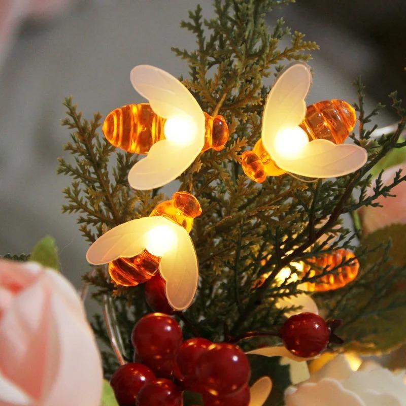 2026 Bees String Lights 10/20/40/80 LED Lights Mini Vintage Christmas Halloween Decorative String Lights Patio Garden Home