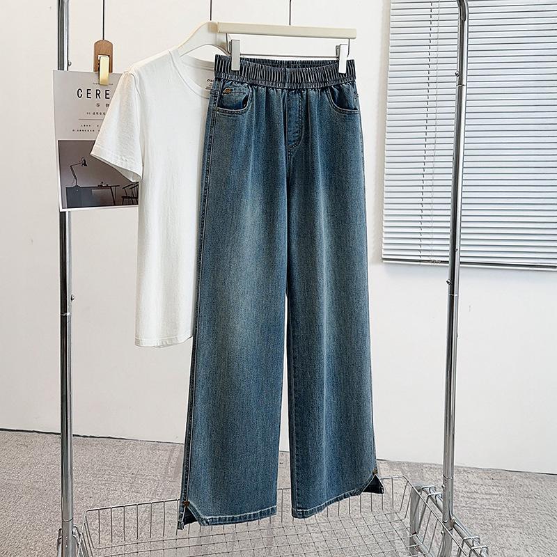 

2025 Early Spring Plus Size High-Waisted Slimming Stretch Denim Jeans for Women 5XL (160-180 jin) синій