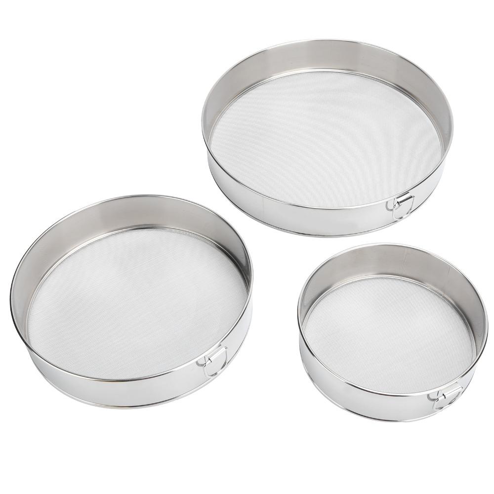 3pcs 304 Stainless Steel Powder Sifter Fine Mesh Flour Sieve Set Powder Dusting