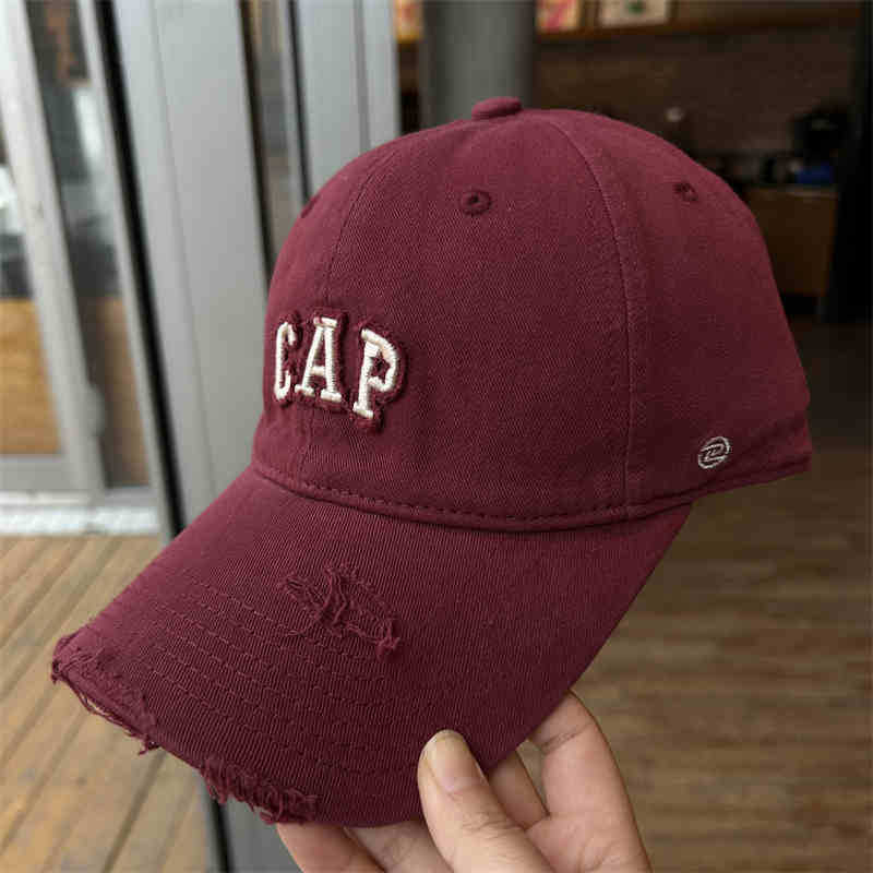 Koreanische Version von alter zerrissener Sonne sichtbare Baseballkappe für Damen Sommer Herren und Damen All-Match Buchstabenstickerei Mode Hip Hop Baseballkappe