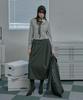 Mualeumoa Wool Bland Pin Tuck Wrap Skirt - Charcoal