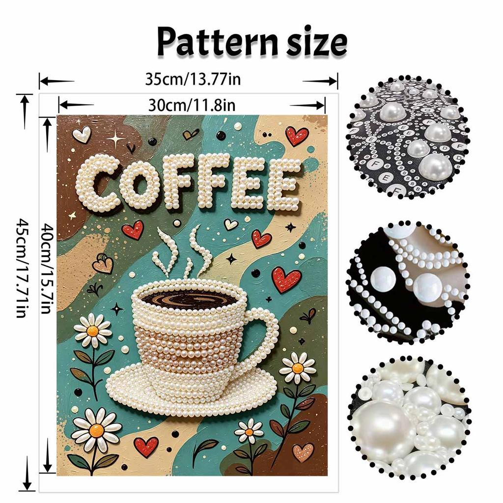 Coffee Cup Daisy Heart Pearl Painting Set Pearl Art DIY Handmade Crafts Home Wall Decoration