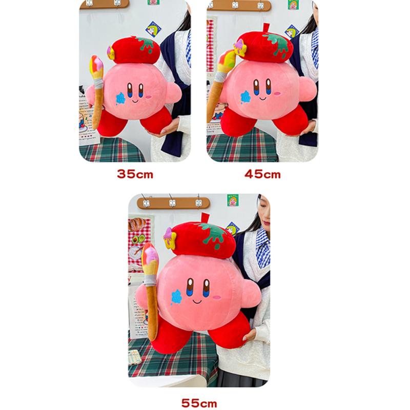 35-55cm Kirby Artist Plush Toy Cute Stuffed Doll Big Cartoon Anime Star Hug Pillow Pink Gift for Kids Birthday Room Decoration