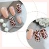 24Pcs Short Almond Leopard Press On Nail Glossy False Nail Winter Nail Decors Full Covers Stick on Nail Easy To Apply