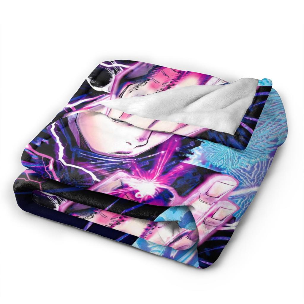 Super Soft BlanketKids Travel Gojo Satoru Jujutsu Kaisen Throw Blanket Flannel Bedspread For Couch Chair Sofa Bed Cover
