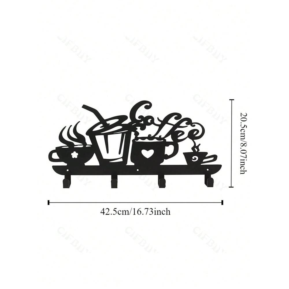 

Black Metal Coffee Cup Hook, Artistic Mug Hanger, Elegant Home Decor, Kitchen Organizer, Wall Mounted TY2806-01