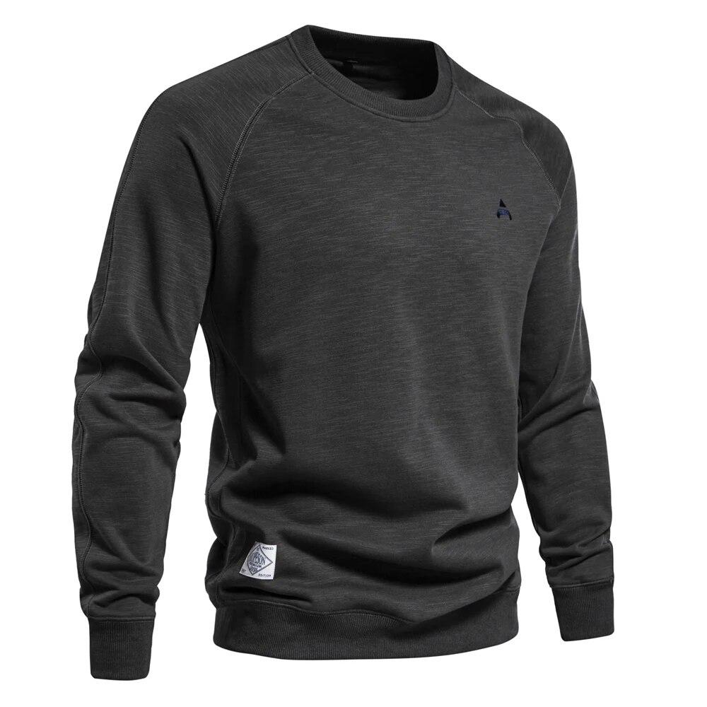 2024 New Spring Cotton Blend Sweatshirt for Men Casual Sport Design Round Neck Pullover Men