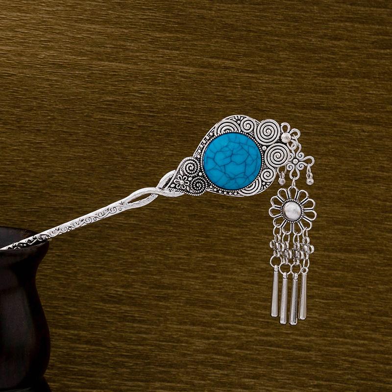 Retro Peacock Fringed Walking Hairpin, Miao Ethnic Style Butterfly Hairpin, Ancient Style Disc Hair Accessories For Women