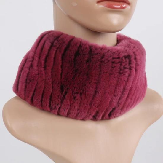 Hot Sale Winter Women Knitted Real Rex Rabbit Fur Scarf Natural Soft Rex Rabbit Fur Scarves Girls Warm Genuine Fur Headband