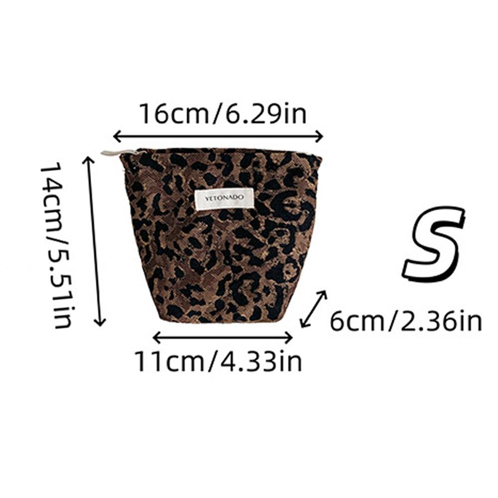 

New Polyester Canvas Clutch Bag Large Capacity Zipper Closure Makeup Bag Leopard Print Portable Cosmetic Storage Pouch Women Use