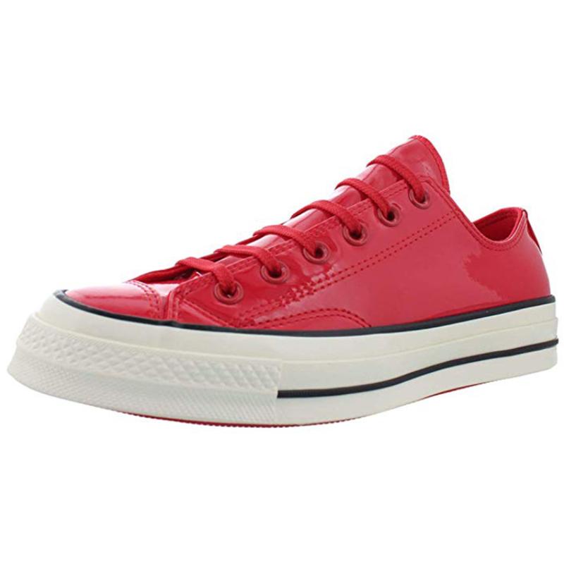 Converse 1970s Chuck Patented 90s Leather Low Round Toe Lace-up Low-top Canvas Shoes Unisex Red Patent Leather