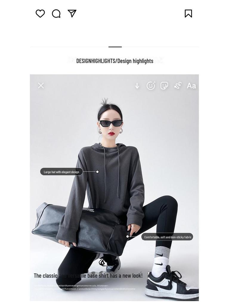 Women's Long-Sleeve Drawstring Hooded Sweatshirt - New Slim Style for Spring and Autumn, Great As Layer or Outerwear