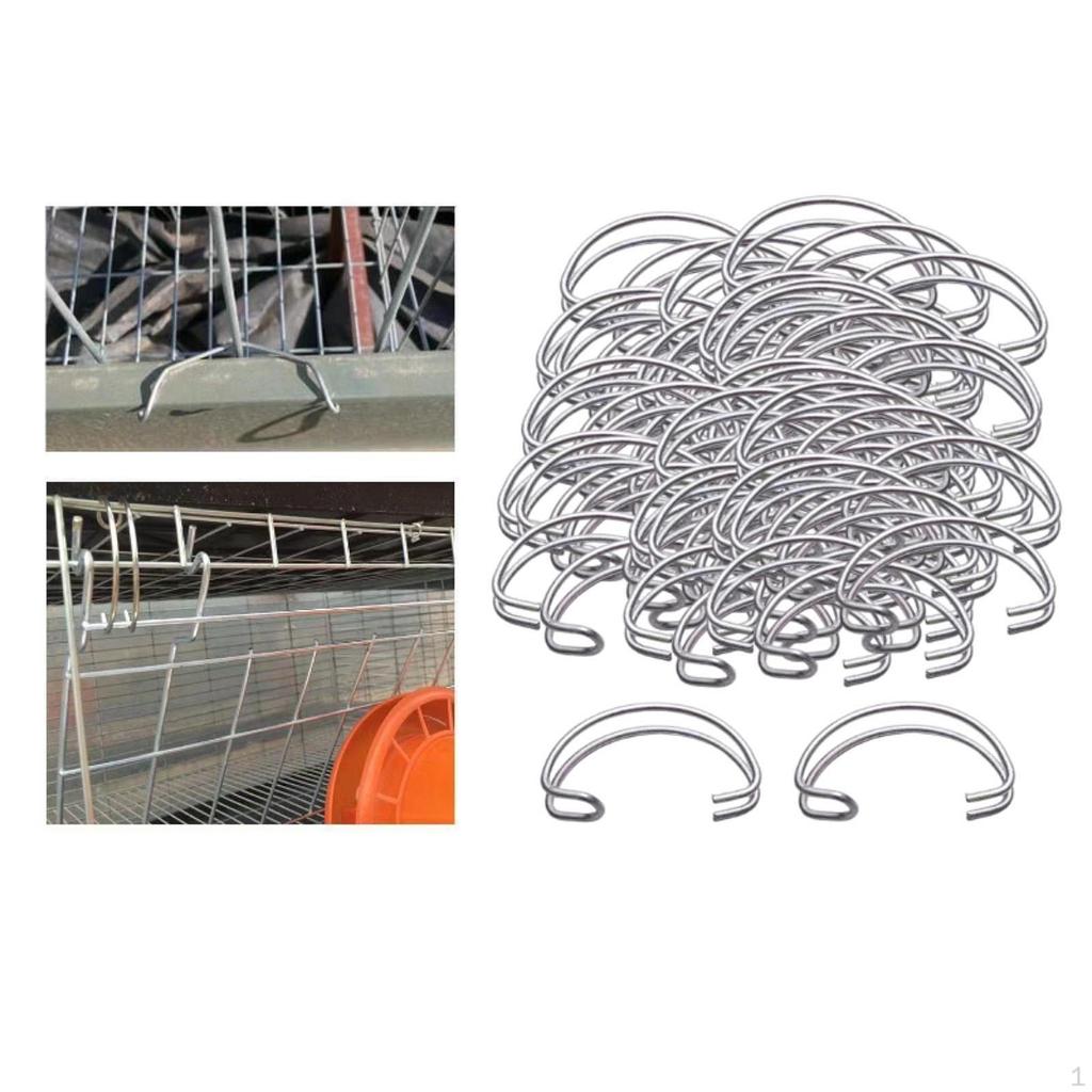100 Pieces Steel Wire Cage Door Hooks Fixed Practical Clamping Creative for Breeding Equipment