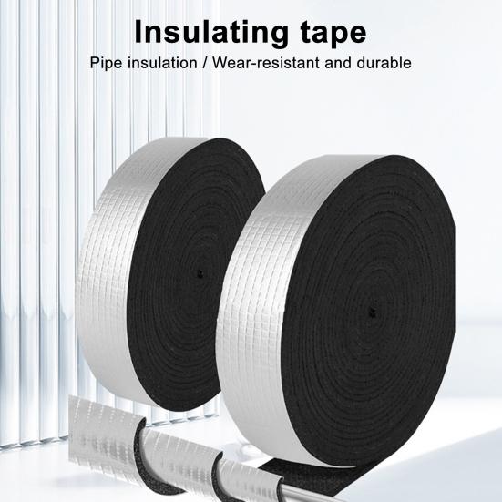 Pipe Insulation Wrap 2" Wide X 32.8 Ft Self Adhesive Aluminum Foil Pipe Insulation Tape Outdoor Pipe Protector Wrap Reduce Heat Loss for Water Pipes