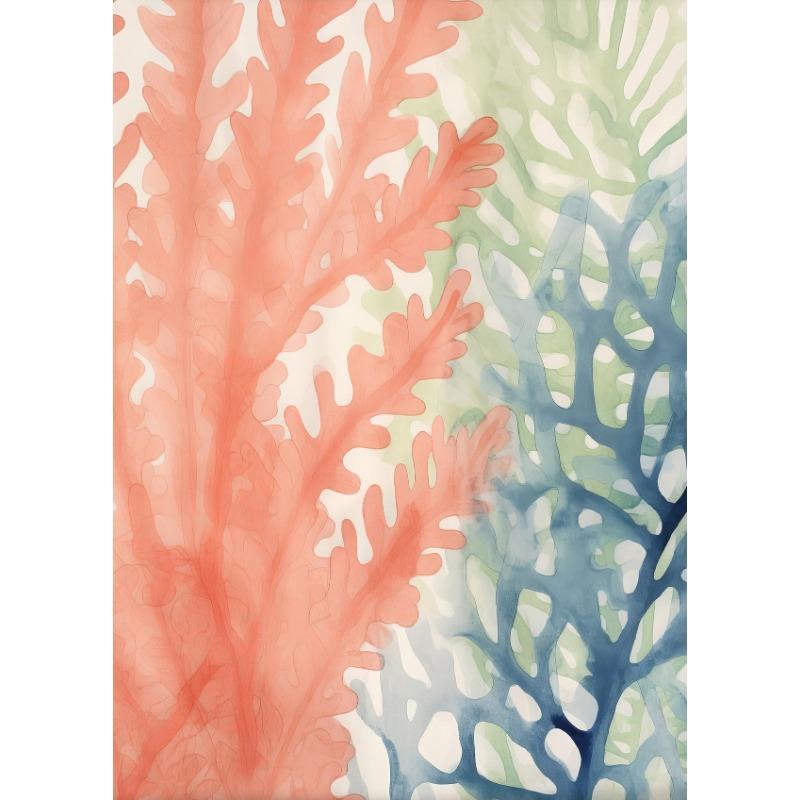 Blue Green Orange Seaweed and Corals Posters Prints Canvas Printing Modern Wall Art Picture for Living Room Home Decoration