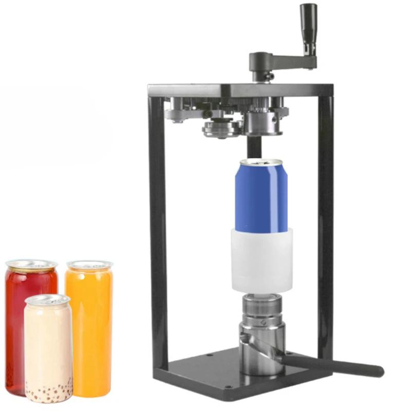 Desktop Manual Rotary Can Seamer 55MM PET Plastic Aluminum Tin Jar Soft Drinks Coffee Milk Bubble Tea Can Sealing Machine