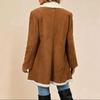 Women S Mid Length Faux Suede Lamb Wool Turn Down Collar Casual Warm Winter Coat
