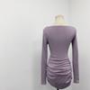 High Elastic Flowing Collar Dress In Bewitching Purple - Early Autumn Pleated Hip-Hugging Skirt, 230g